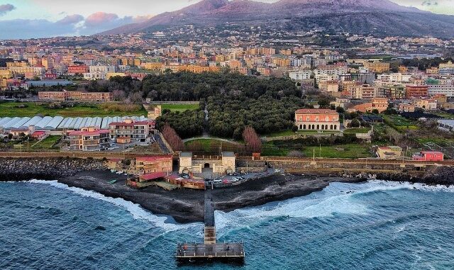 Napels Vesuvius Baai van Napels, zicht op Vesuvius