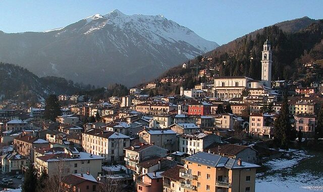 Clusone winter Zicht op Clusone in de winter