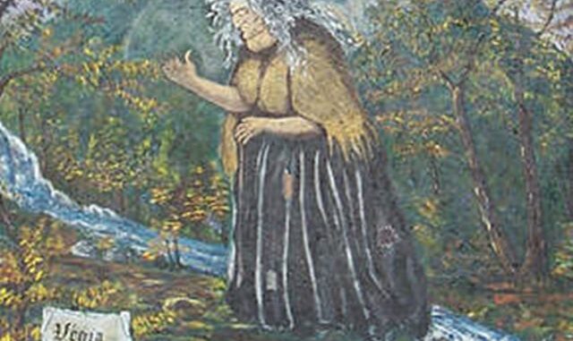 De vrouw met het kropgezwel (muurschildering in Albaredo)